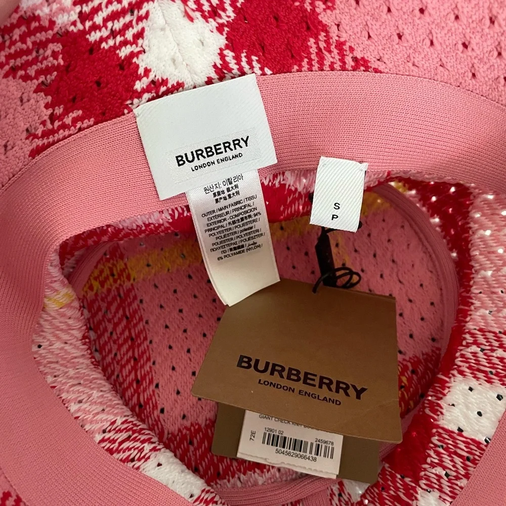 Burberry Pink and White Plaid Knit Hat - Picture 3 of 8